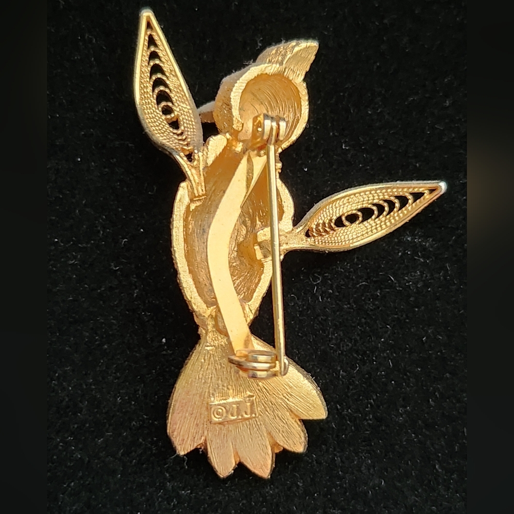 VTG JJ Bird Brooch Gold Tone - Picture 11 of 13